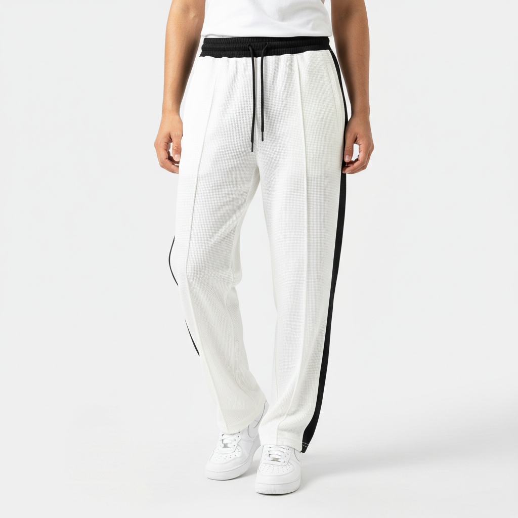 WOMEN WHITE-BLK TROUSER