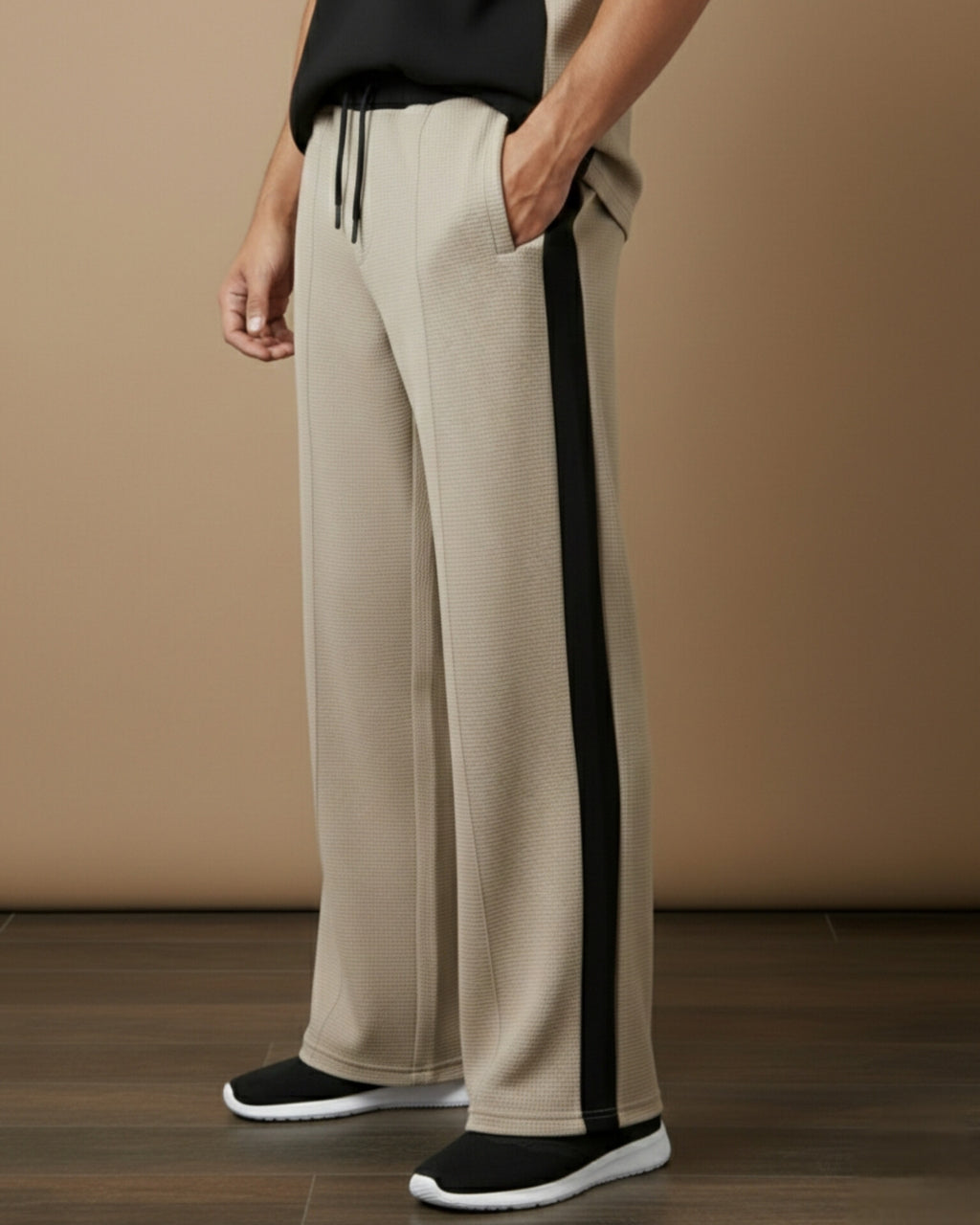HORIZEN BIEGE-BLK TROUSER