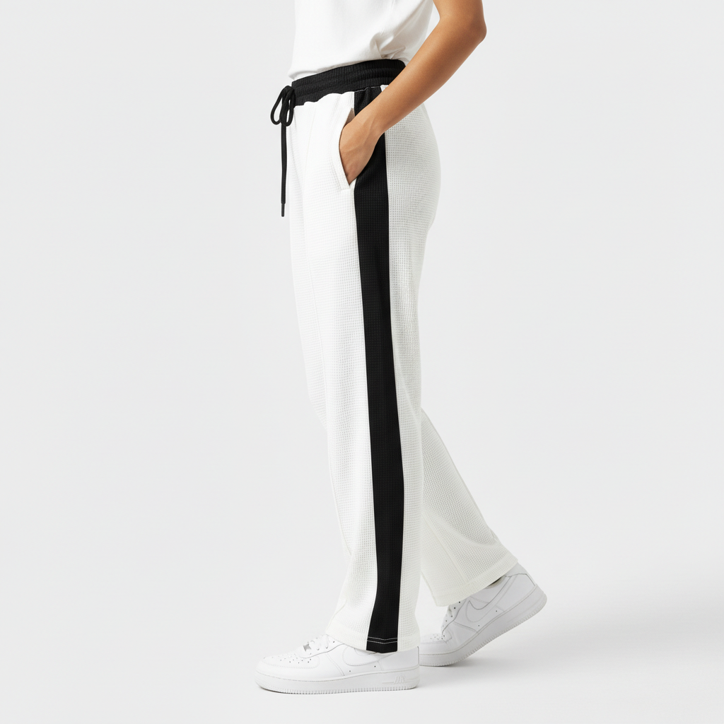 WOMEN WHITE-BLK TROUSER