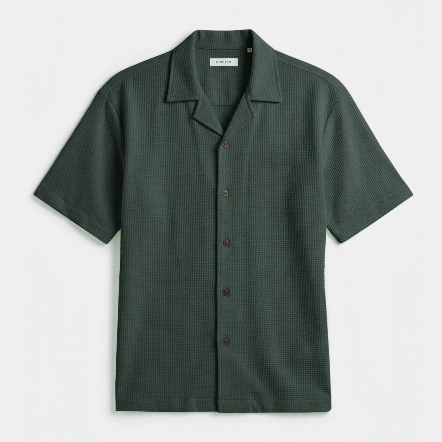WAFFLE FROMAL OLIVE SHIRT.
