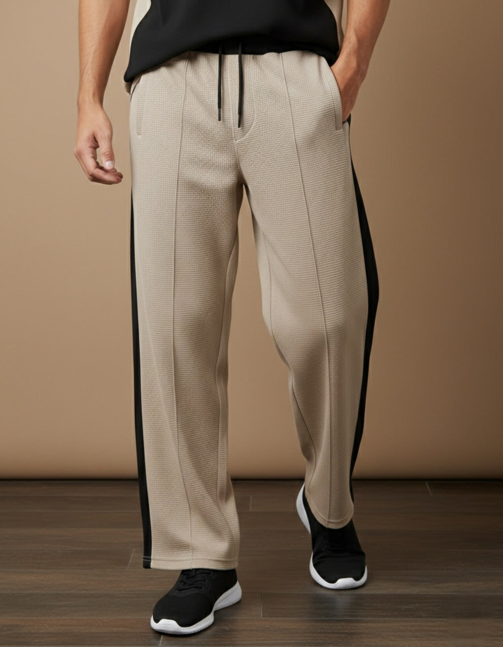 HORIZEN BIEGE-BLK TROUSER